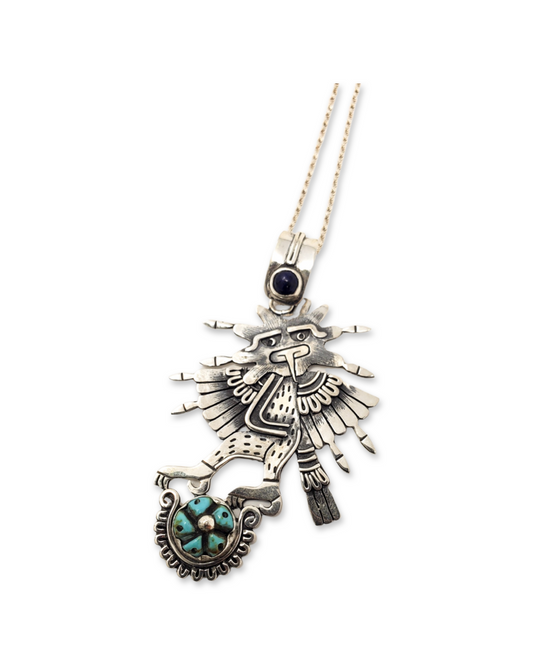 Hawk Turquoise Peyote Pendant