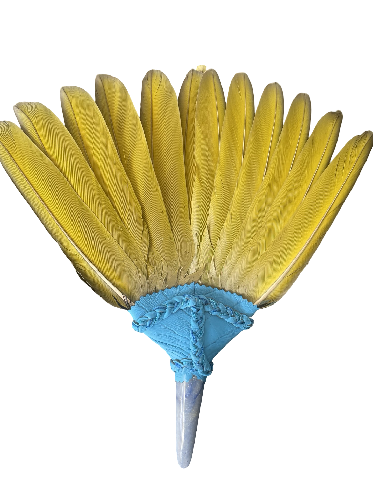 Macaw Smudge Fan with Blue Aventurine Stone Handle