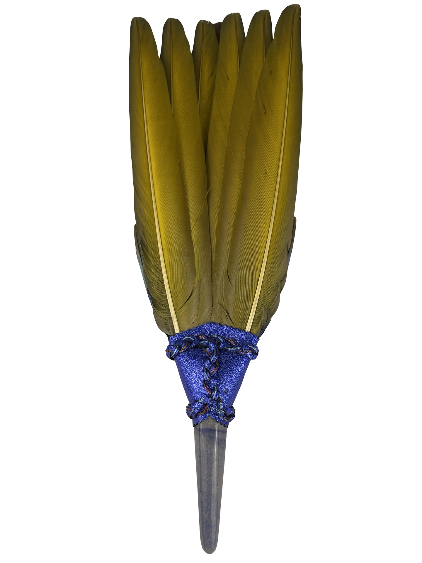 Macaw Smudge Fan with Blue Aventurine Stone Handle