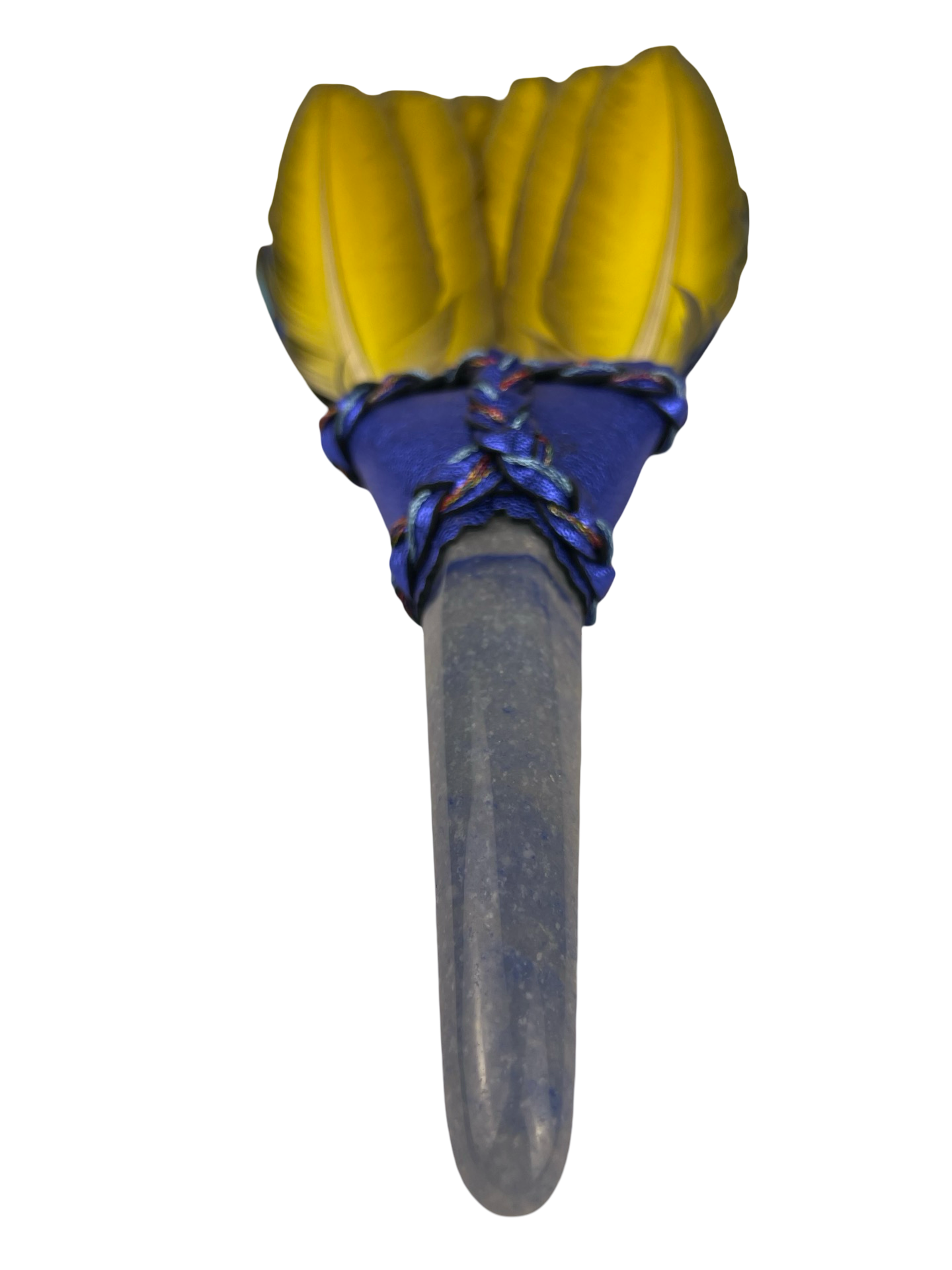 Macaw Smudge Fan with Blue Aventurine Stone Handle