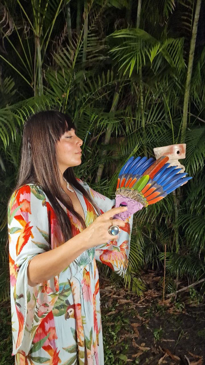 Macaw & Amazon Parrot Smudge Fan with Crystal Handle