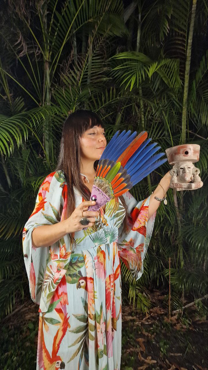 Macaw & Amazon Parrot Smudge Fan with Crystal Handle