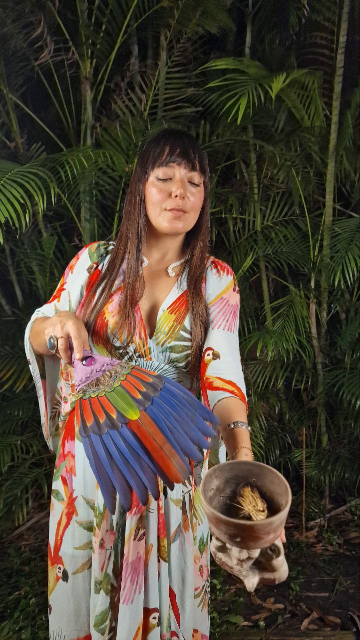 Macaw & Amazon Parrot Smudge Fan with Crystal Handle