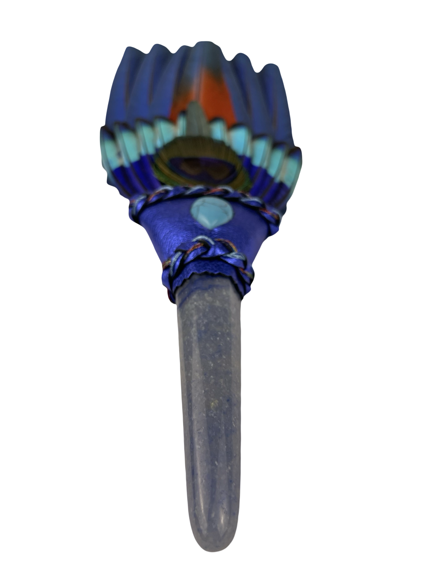 Macaw Smudge Fan with Blue Aventurine Stone Handle