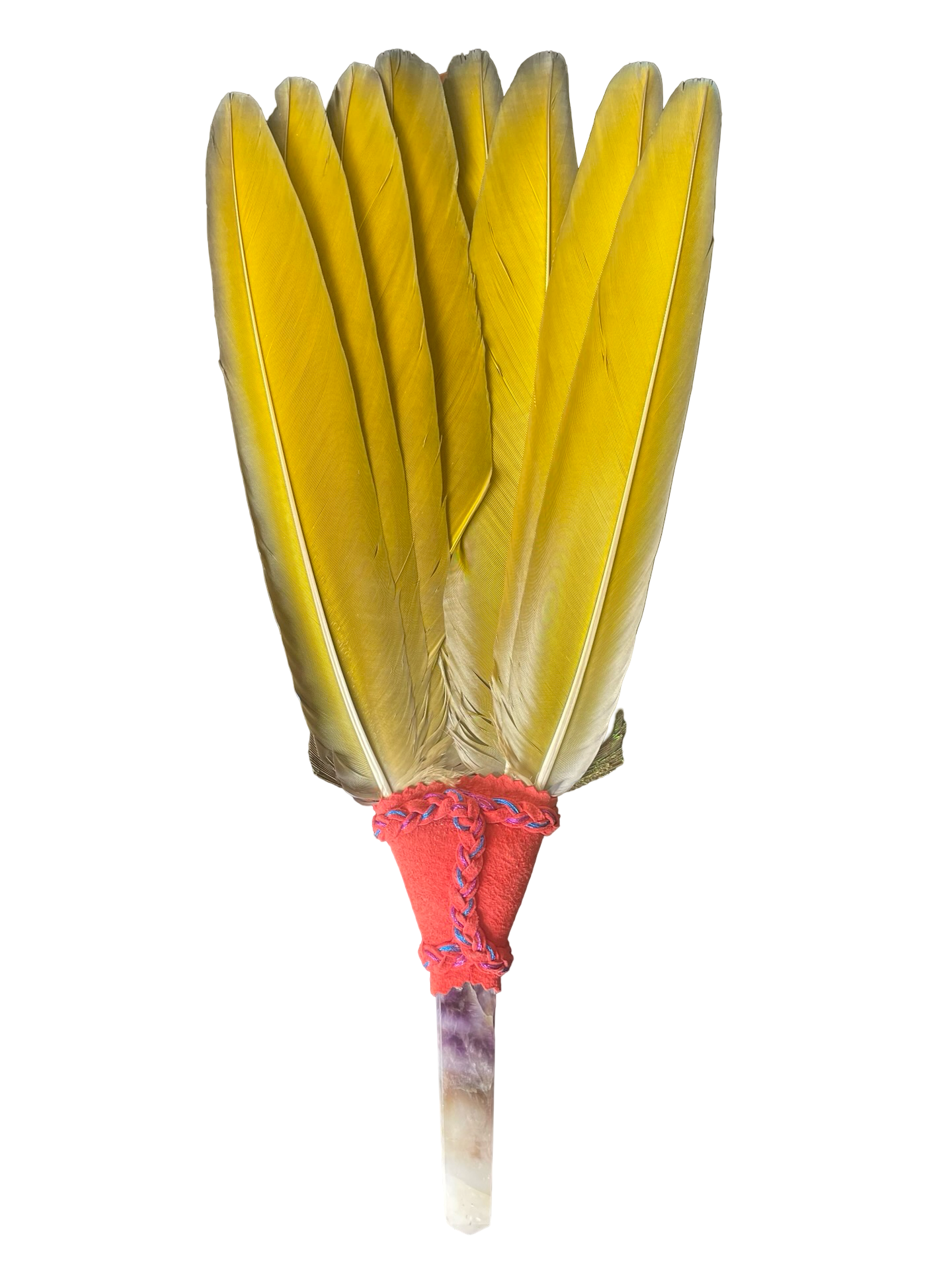 Macaw Smudge Fan with Amethyst Stone Handle