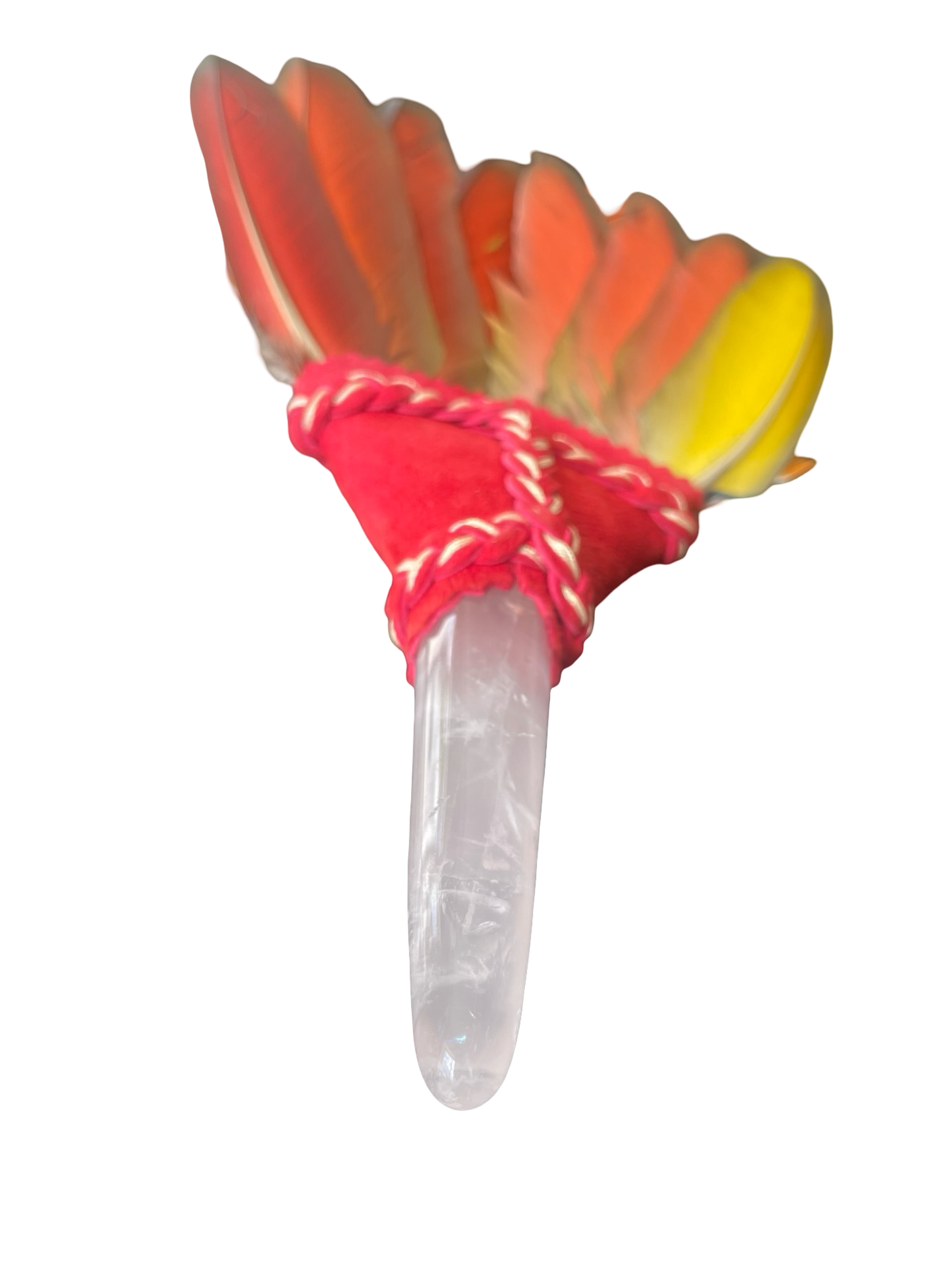 Macaw Smudge Fan with Stone Handle