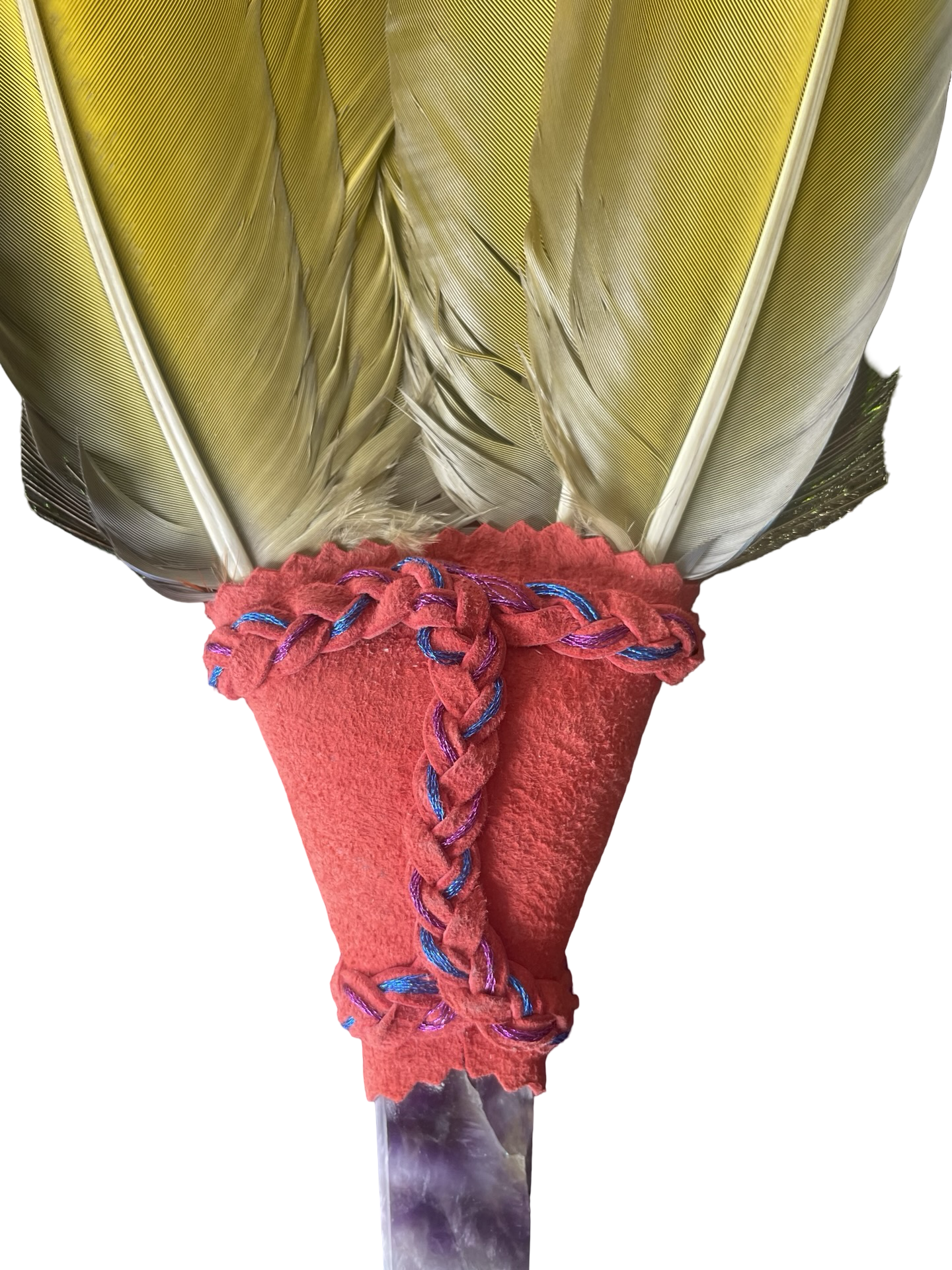 Macaw Smudge Fan with Amethyst Stone Handle
