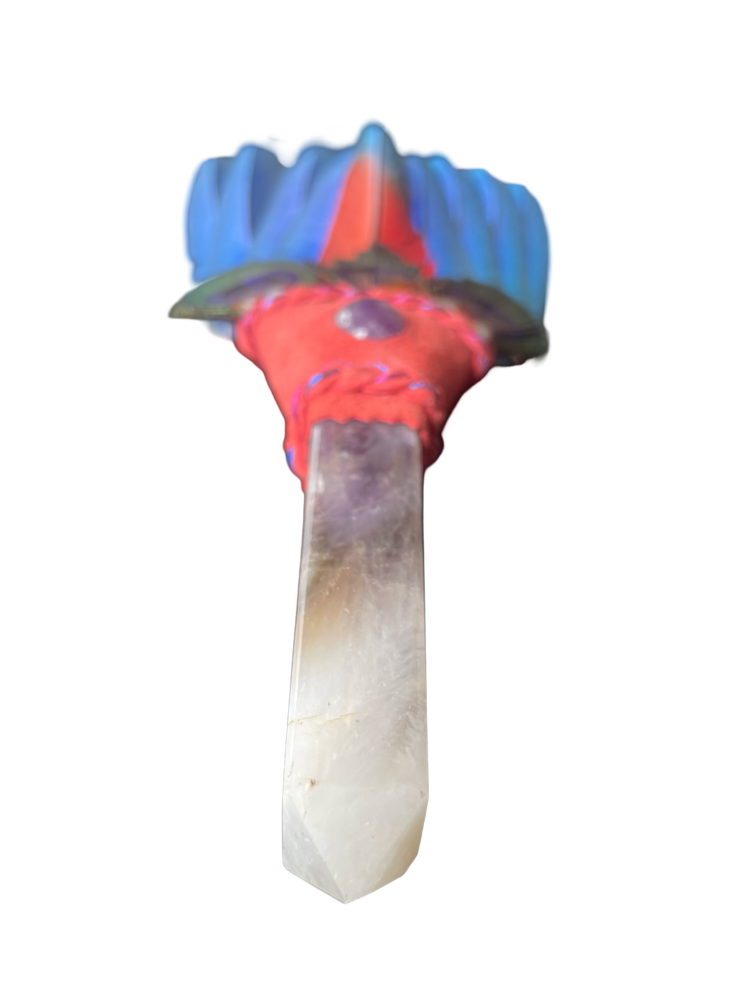 Macaw Smudge Fan with Amethyst Stone Handle