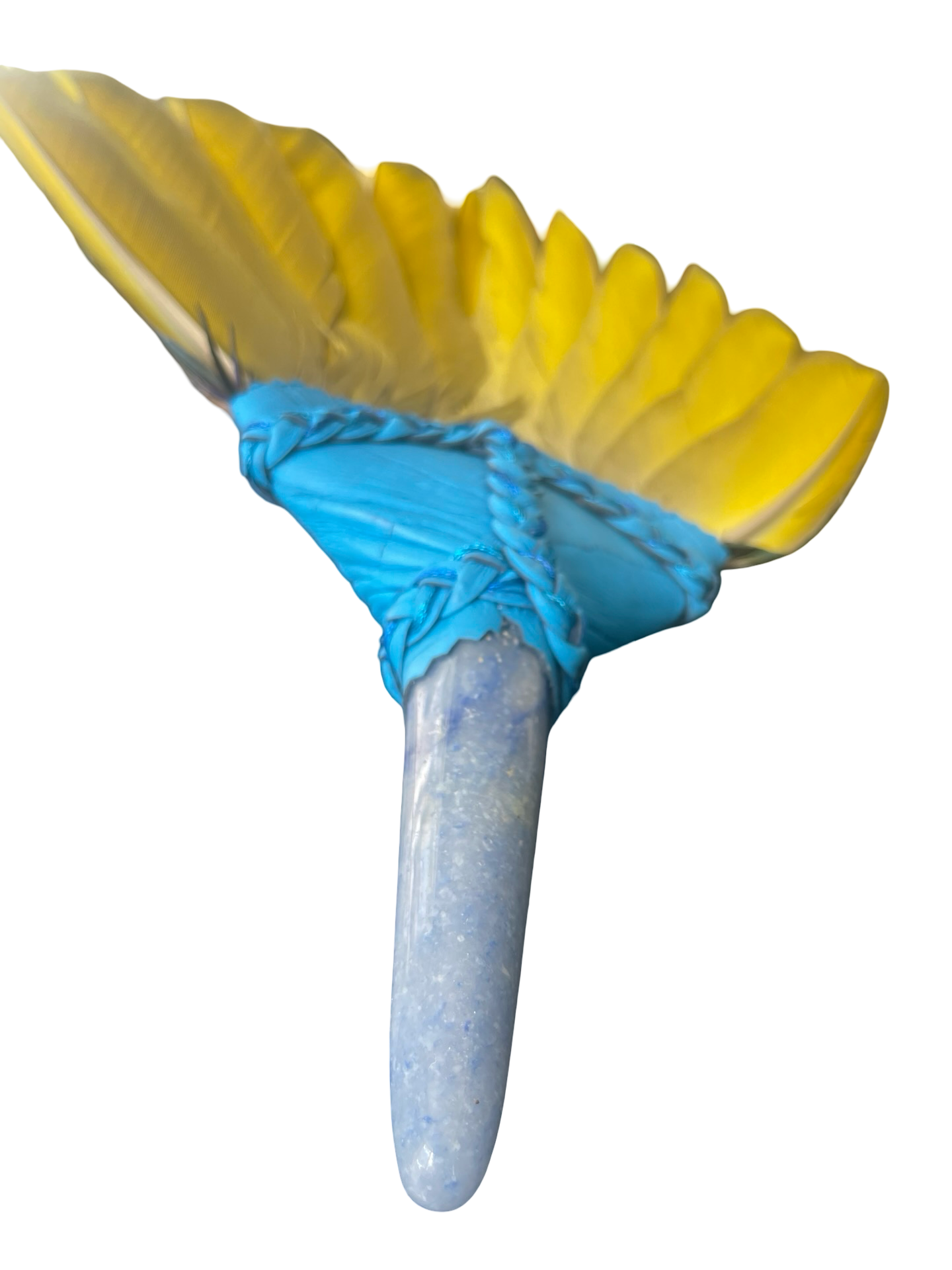 Macaw Smudge Fan with Blue Aventurine Stone Handle