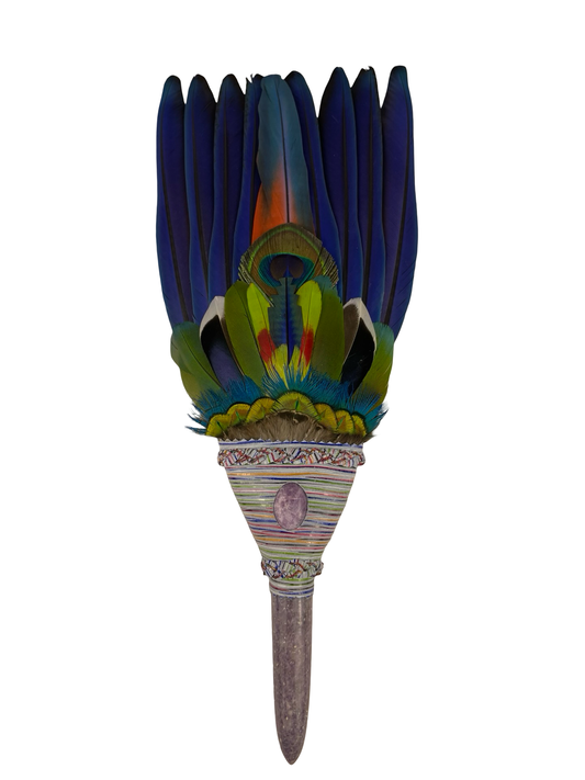 Macaw Smudge Fan with Lepidolite Stone Handle