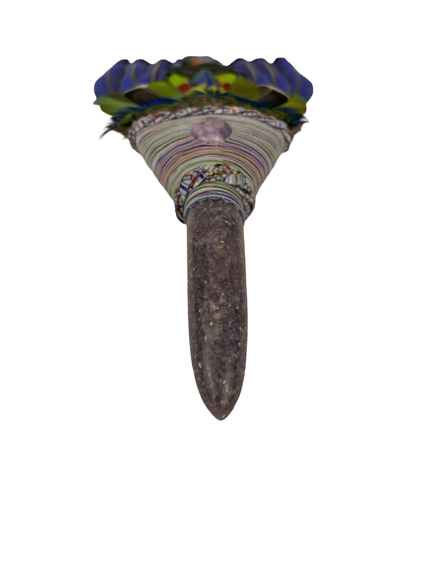 Macaw Smudge Fan with Lepidolite Stone Handle