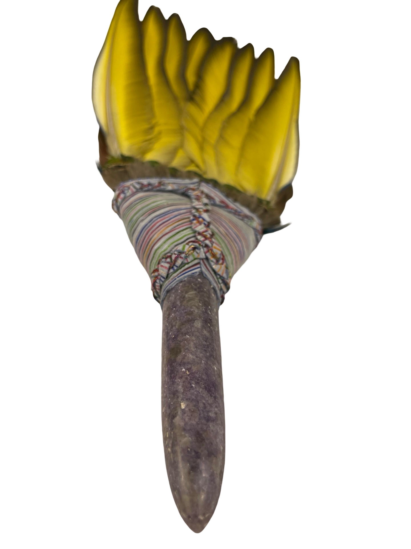 Macaw Smudge Fan with Lepidolite Stone Handle