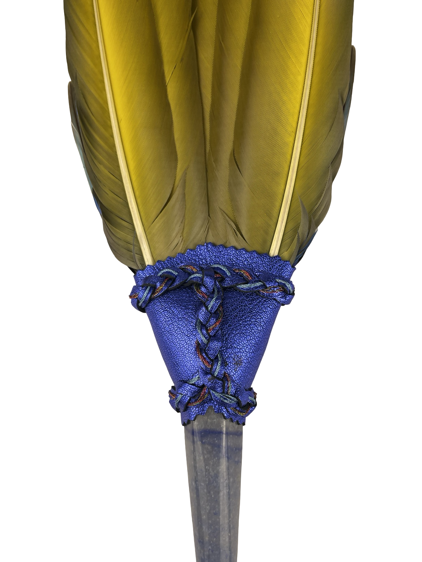 Macaw Smudge Fan with Blue Aventurine Stone Handle