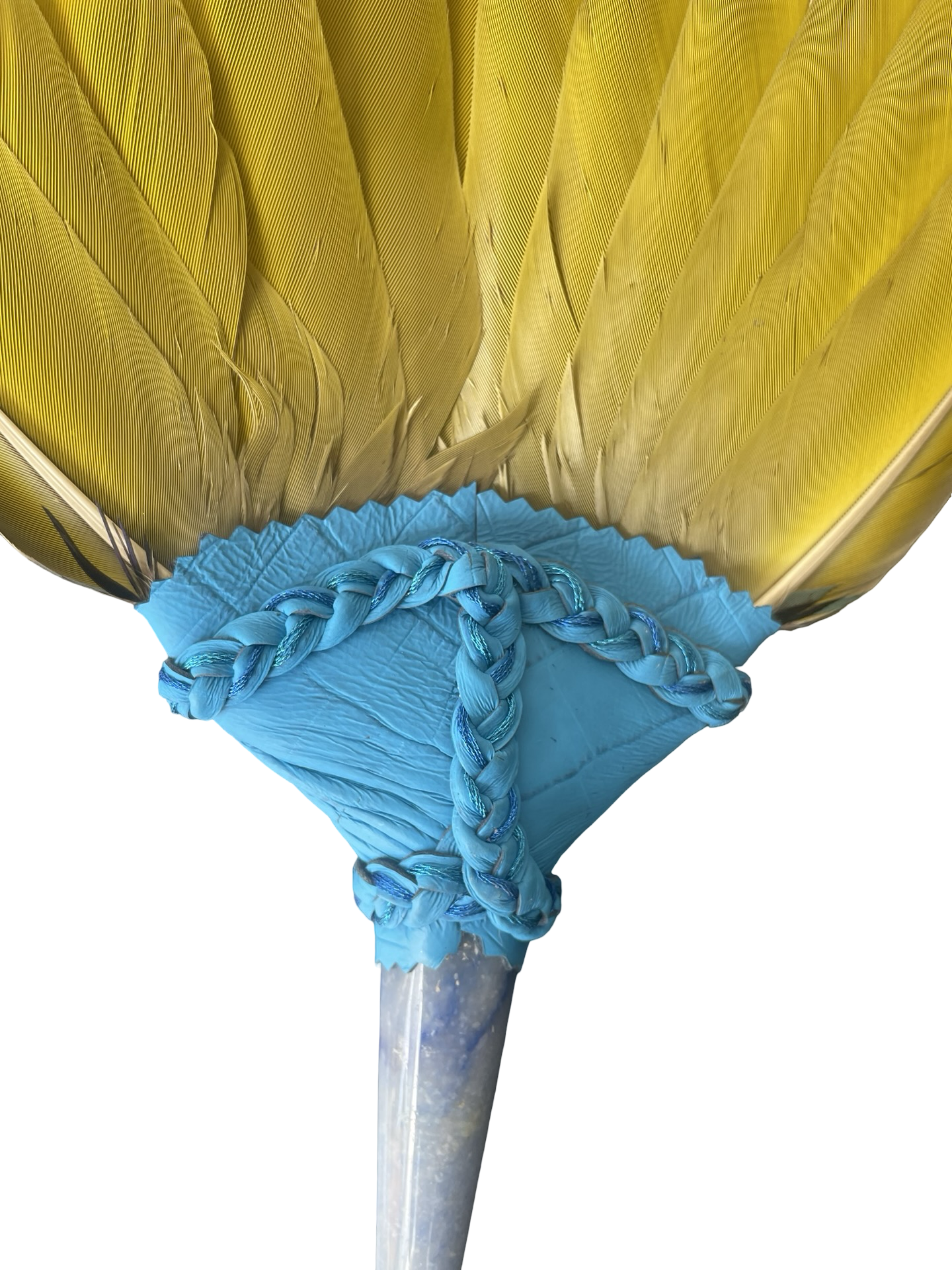 Macaw Smudge Fan with Blue Aventurine Stone Handle