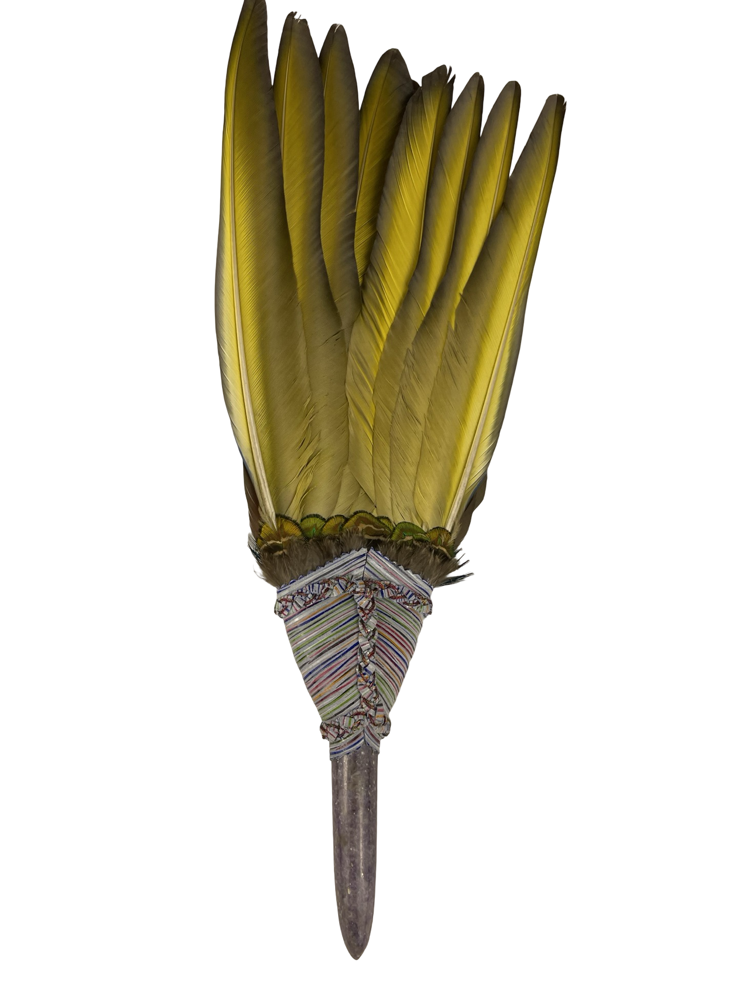 Macaw Smudge Fan with Lepidolite Stone Handle
