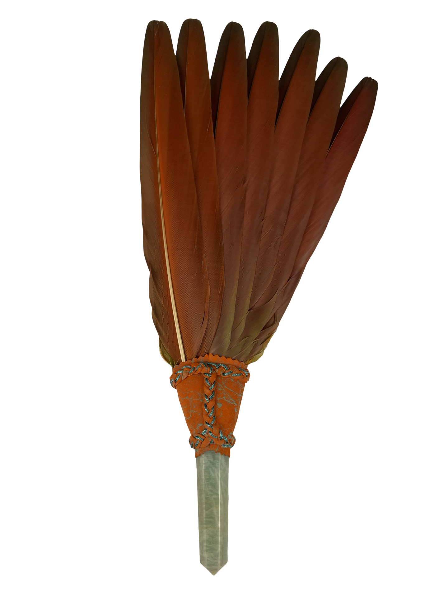 Macaw Smudge Fan with Amazonite Stone Handle