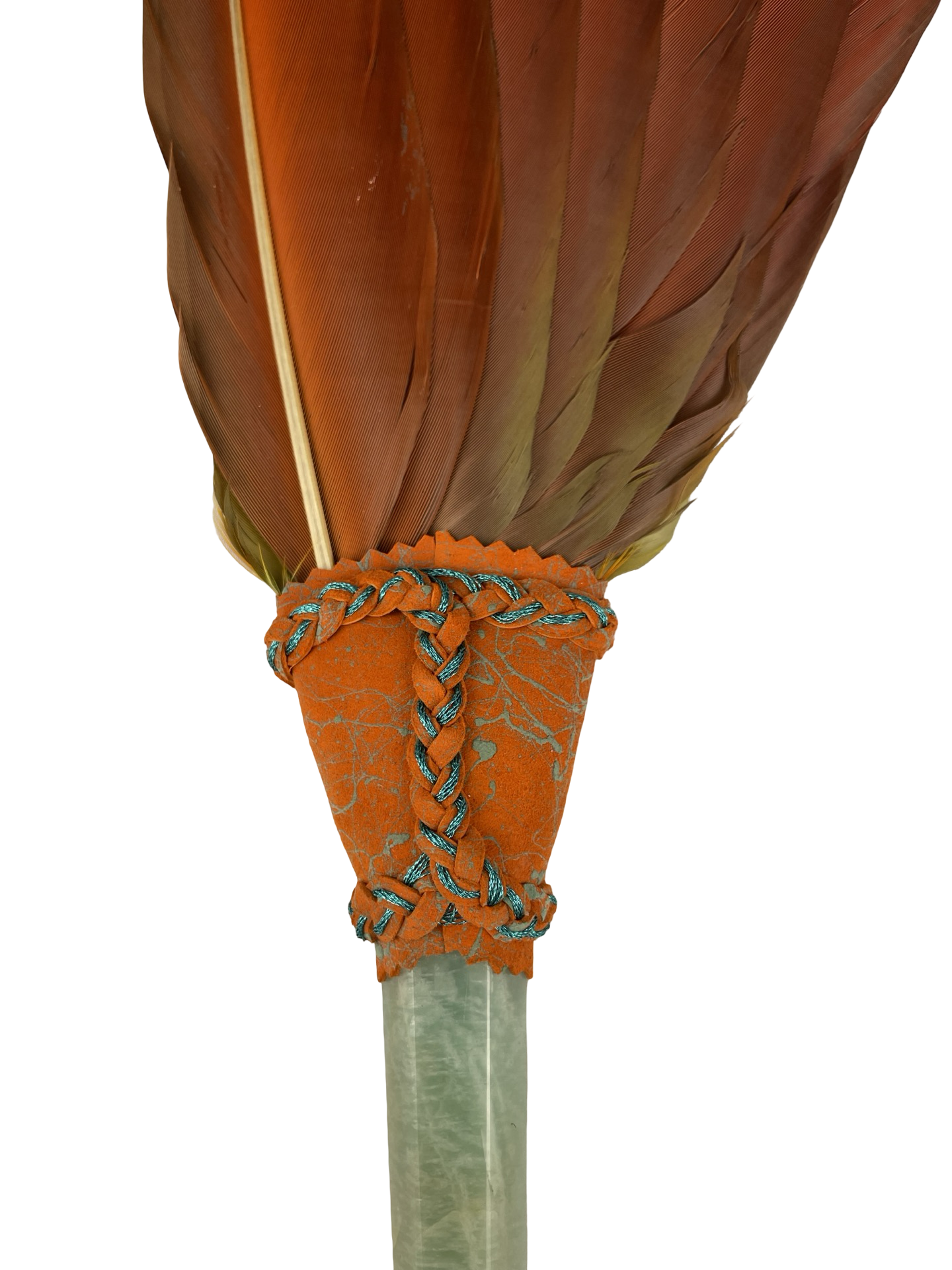Macaw Smudge Fan with Amazonite Stone Handle