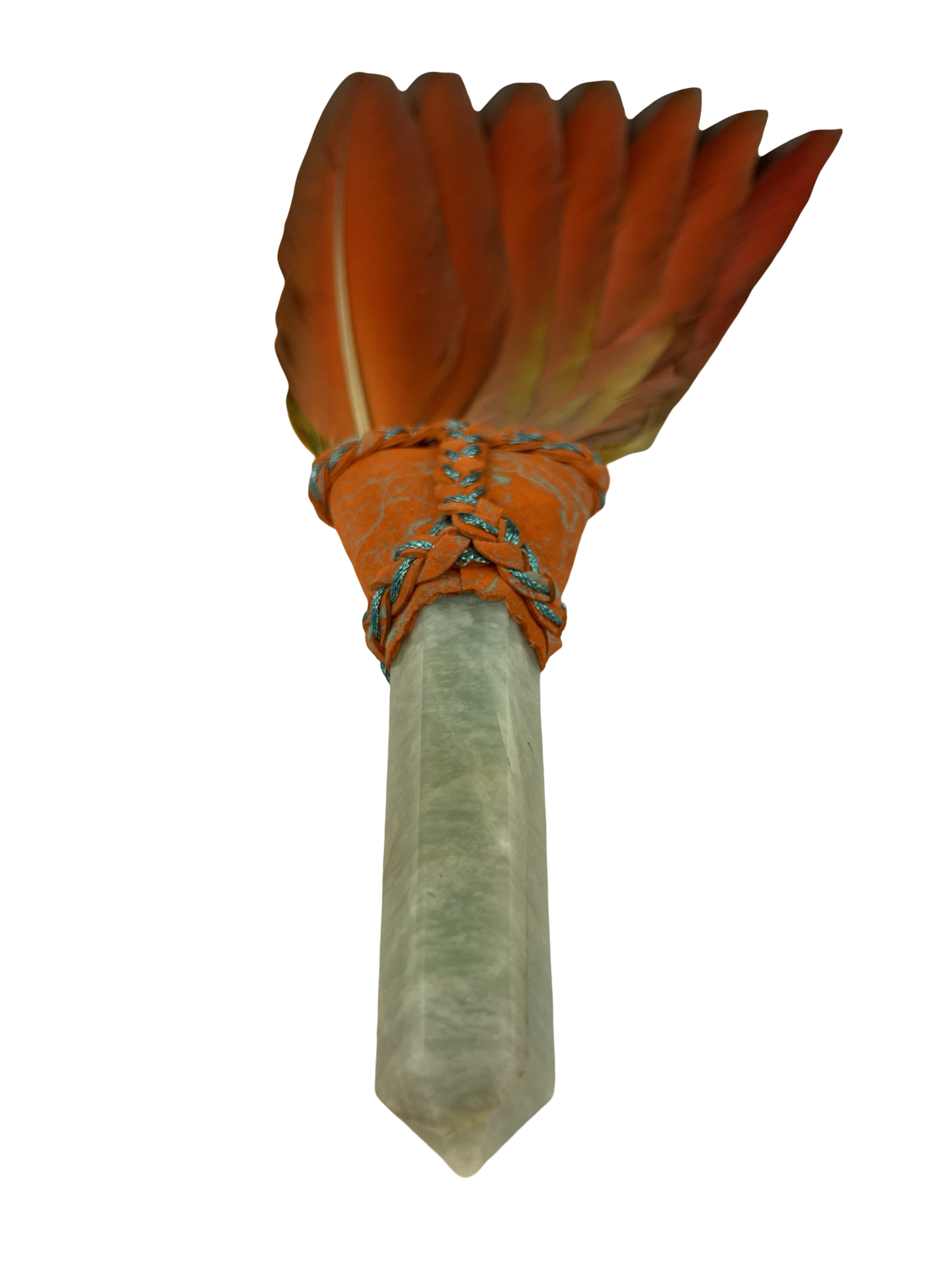 Macaw Smudge Fan with Amazonite Stone Handle