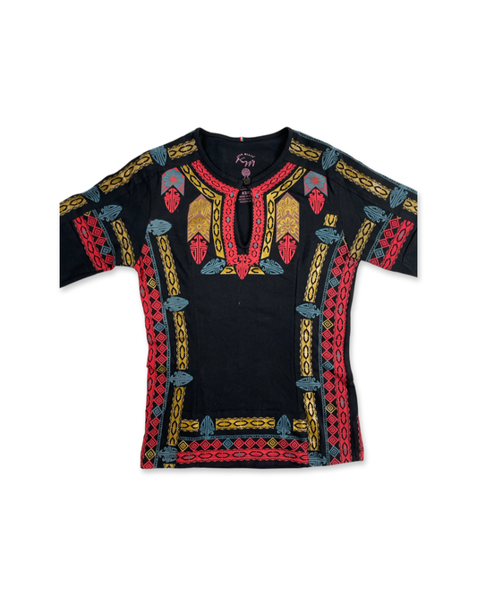 Tribal Design Women's Long Sleeve Shirt, Black