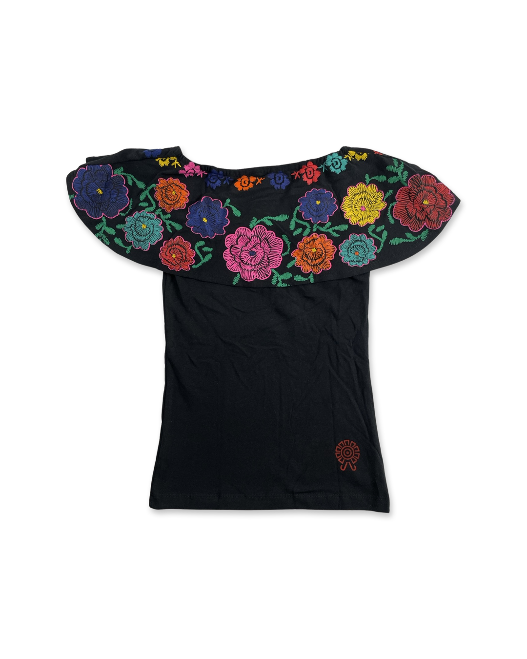 Flower Huipil Women's Top, Black