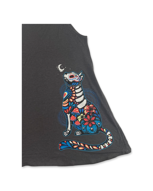 Peyote Mushroom Cat Women's Sleeveless Dress