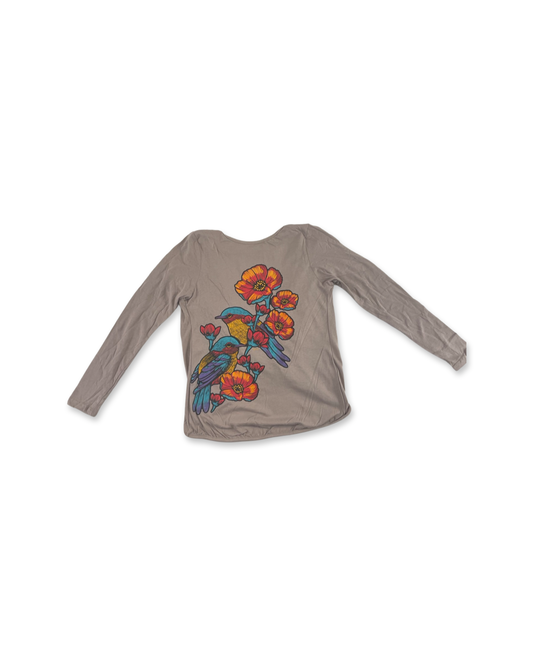 Finches and Flowers Women's Long Sleeve Shirt