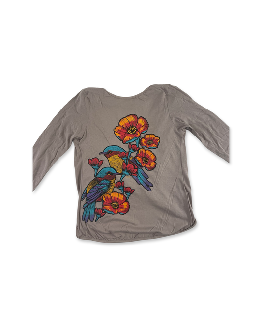 Finches and Flowers Women's Long Sleeve Shirt