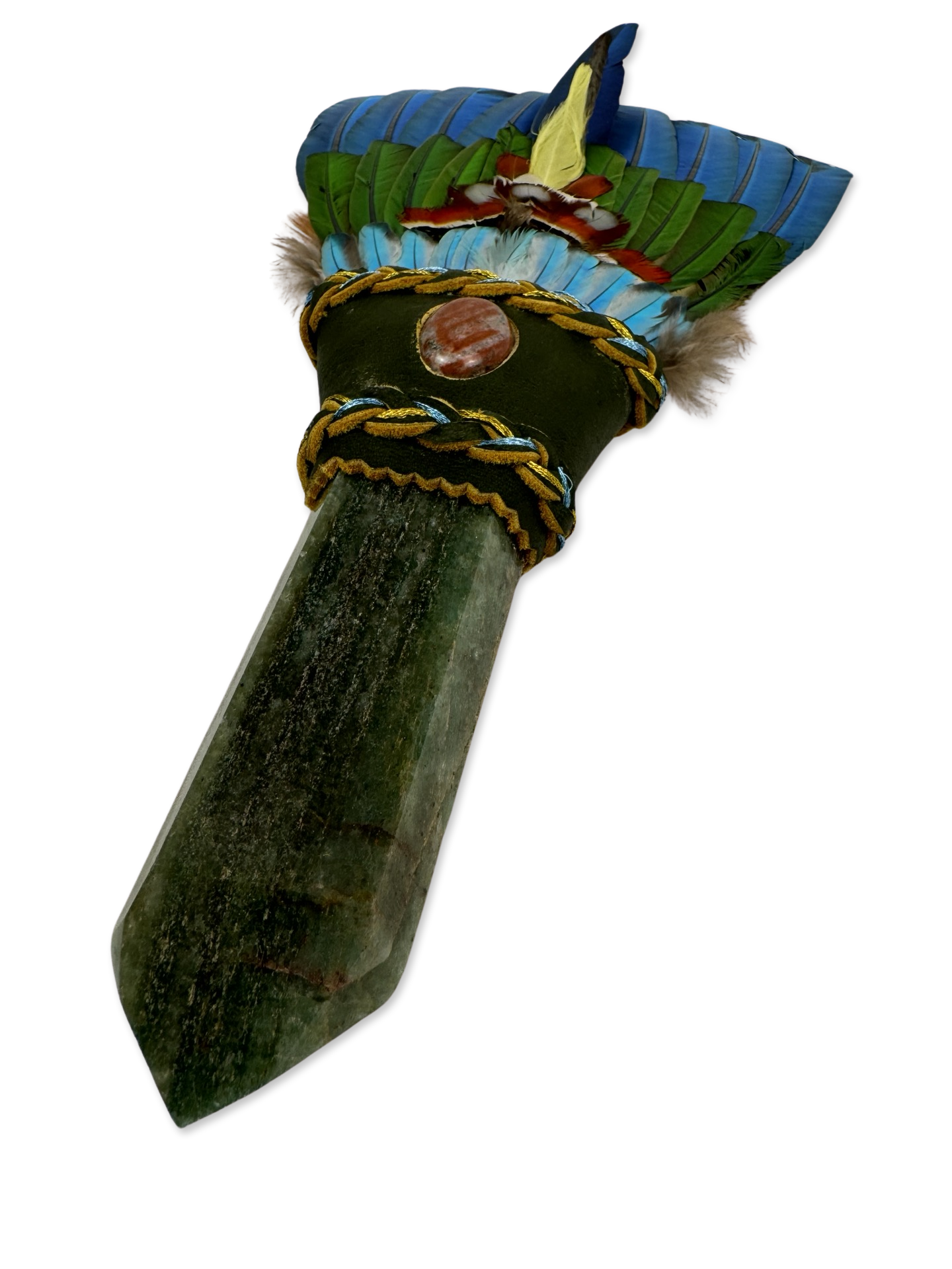 Macaw Smudge Fan with Aventurine Quartz Handle