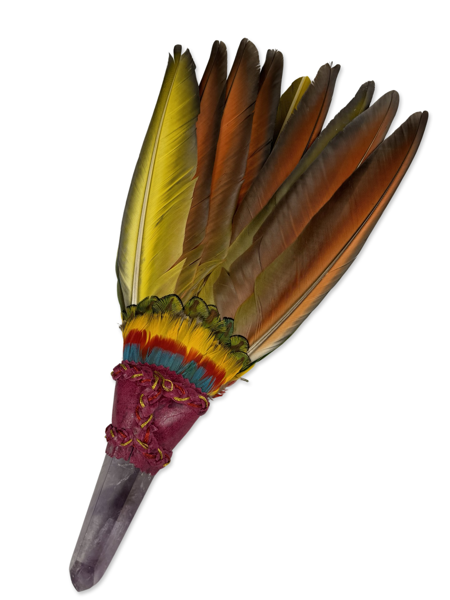 Macaw Smudge Fan with Amethyst Crystal Handle