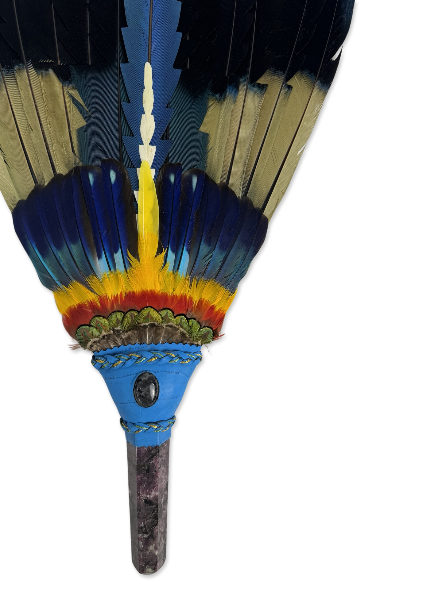 Turaco Smudge Fan with Lepidolite Stone Handle