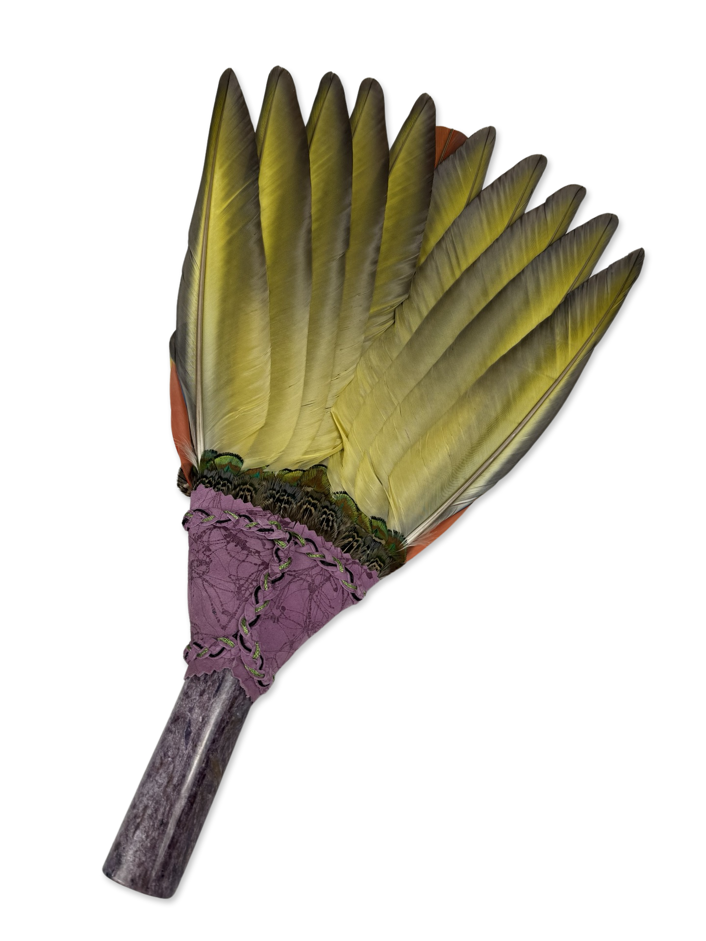 Macaw & Amazon Parrot Smudge Fan with Crystal Handle