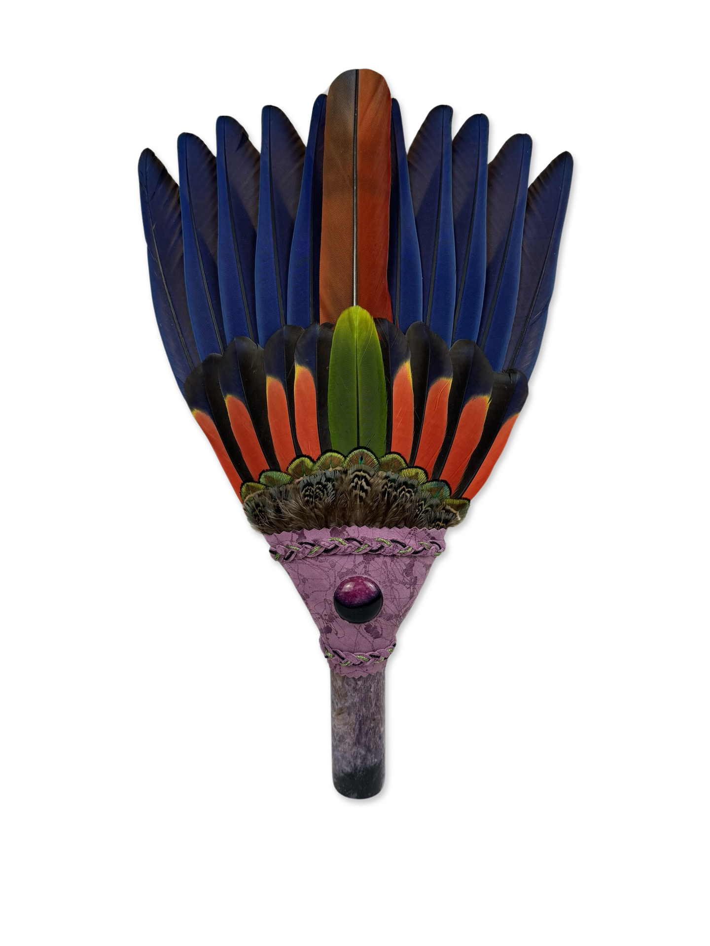 Macaw & Amazon Parrot Smudge Fan with Crystal Handle