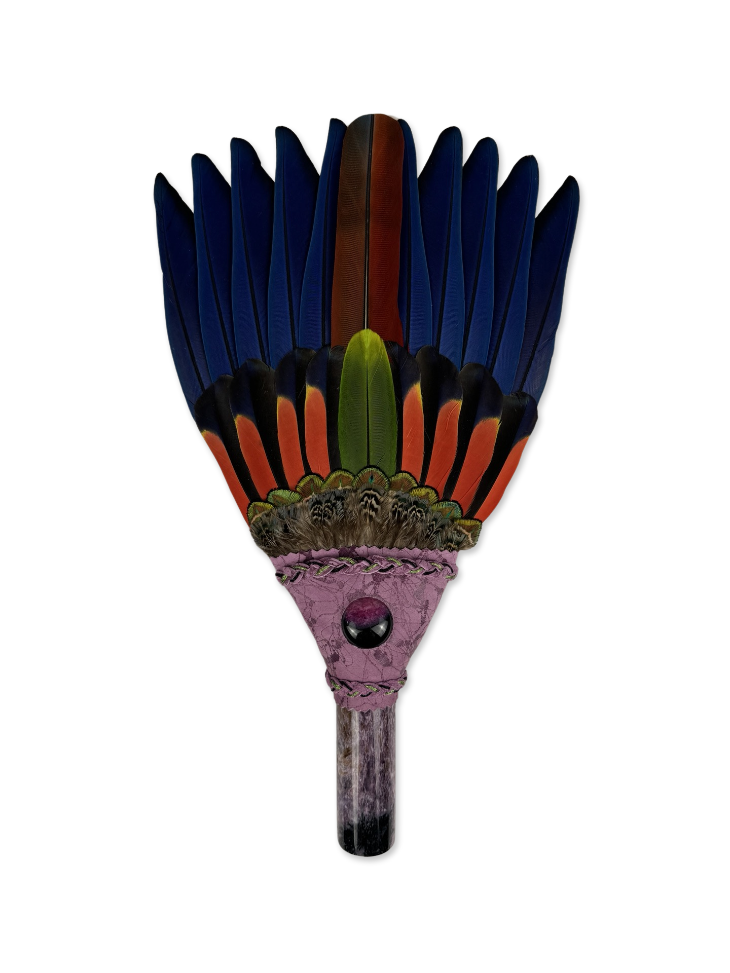 Macaw & Amazon Parrot Smudge Fan with Crystal Handle