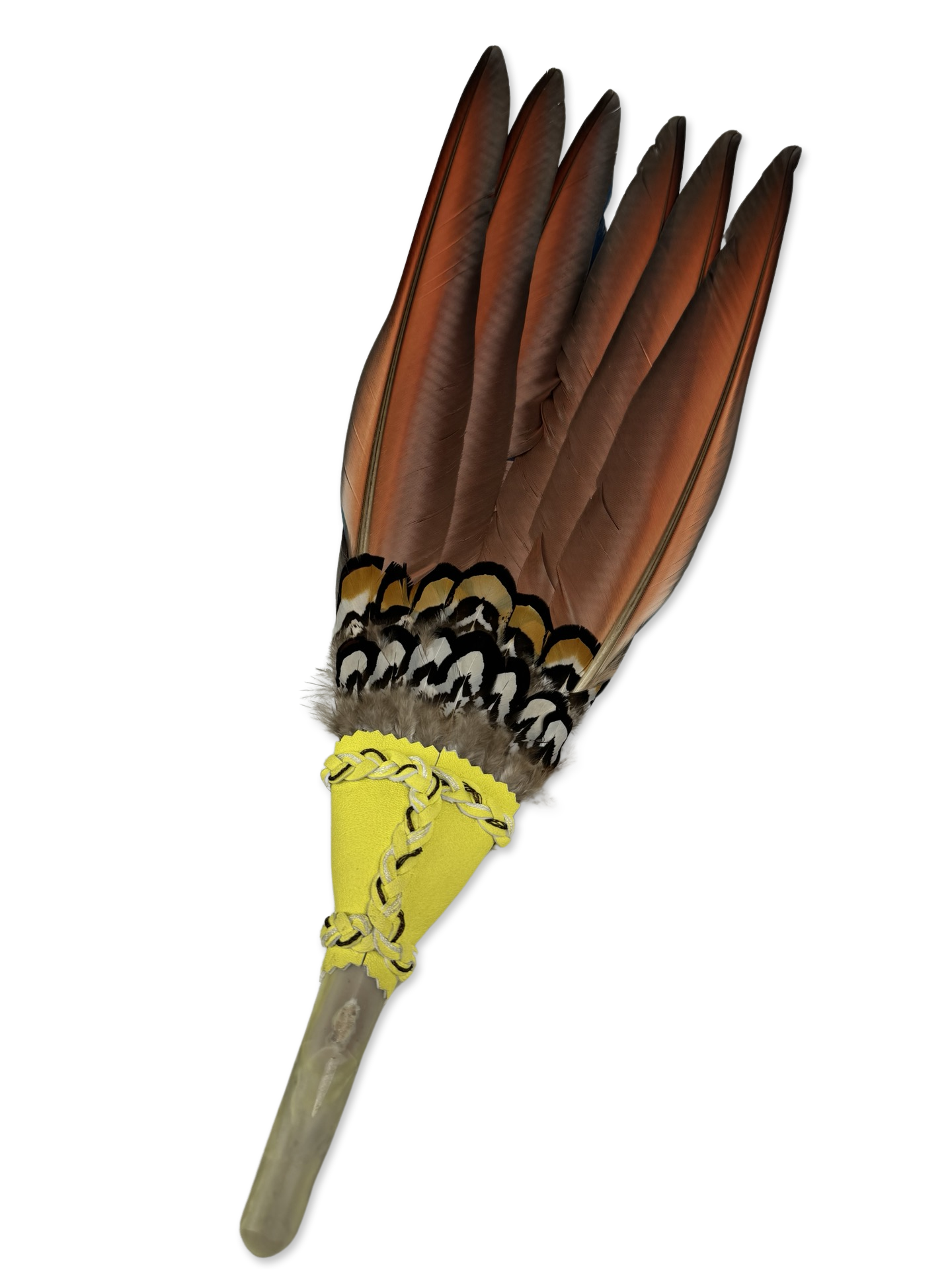 Macaw Smudge Fan with Serpentine Stone Handle