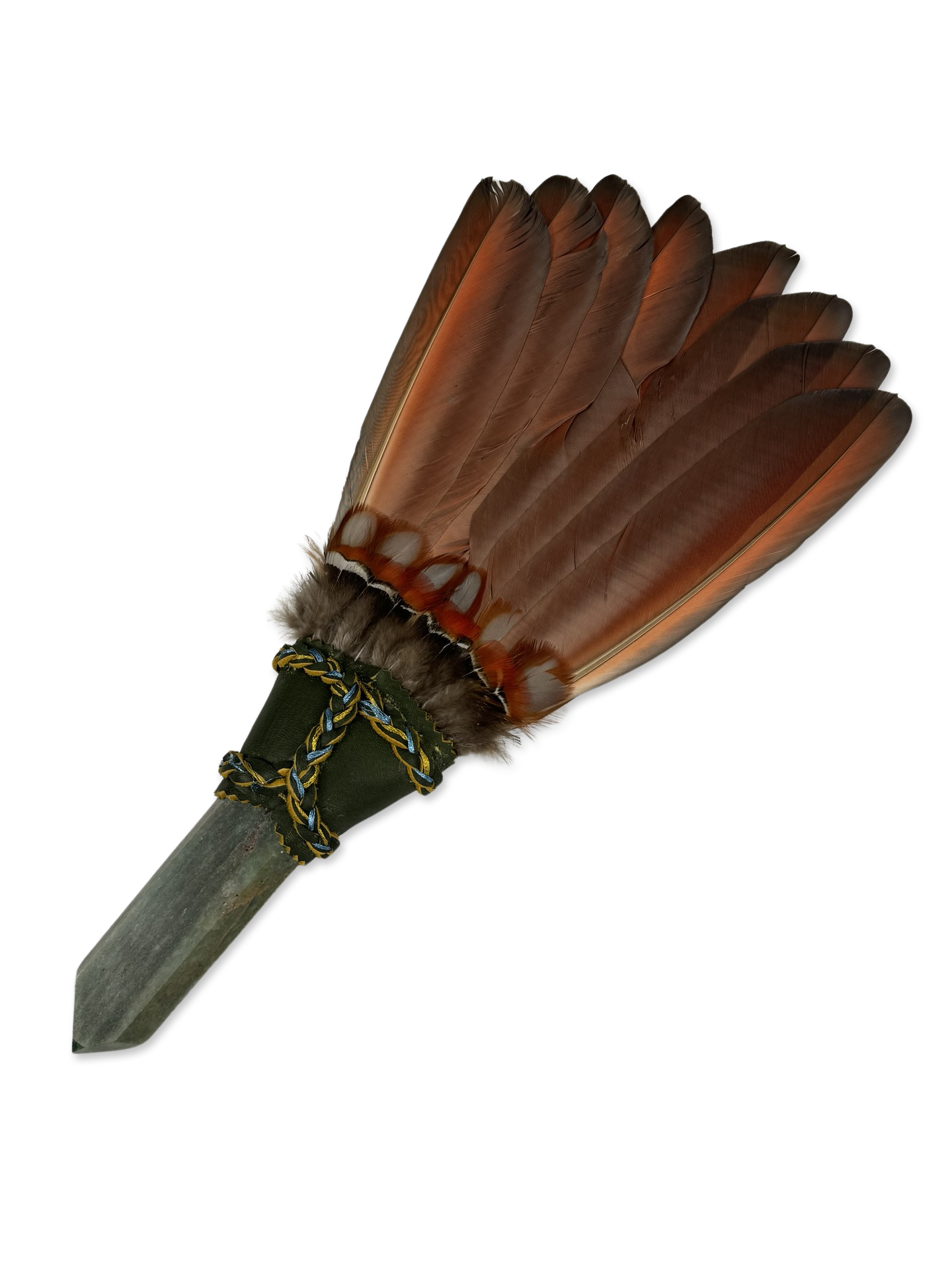 Macaw Smudge Fan with Aventurine Quartz Handle