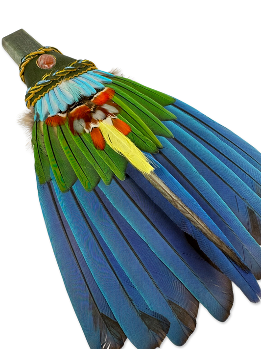 Macaw Smudge Fan with Aventurine Quartz Handle