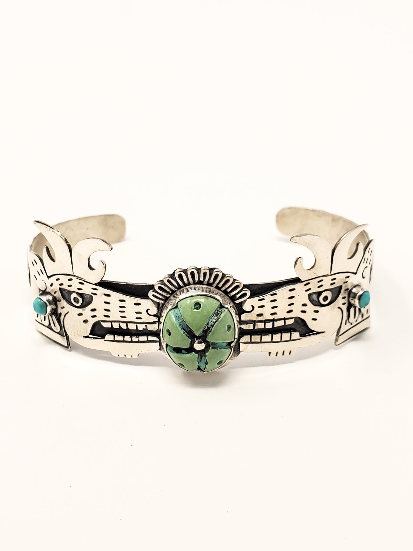 Mazatl (Deer) Peyote Silver Bracelet