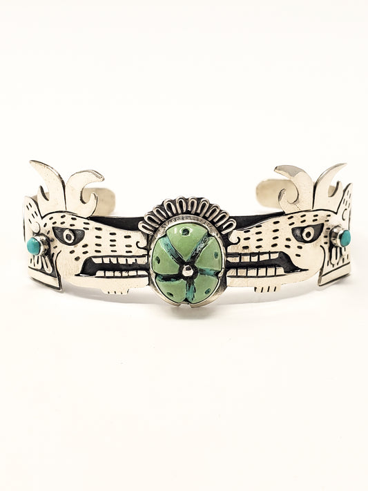 Mazatl (Deer) Peyote Silver Bracelet