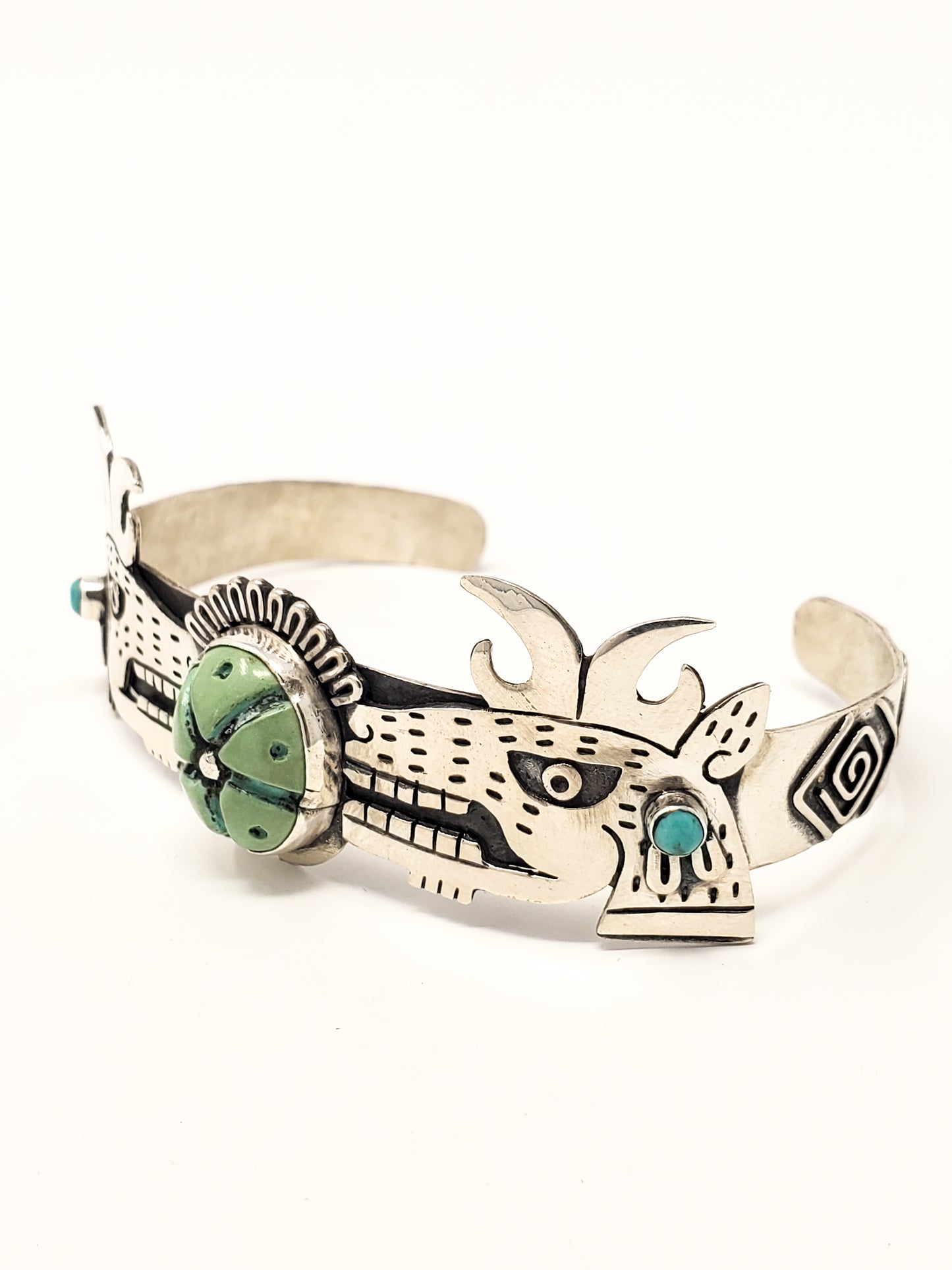 Mazatl (Deer) Peyote Silver Bracelet