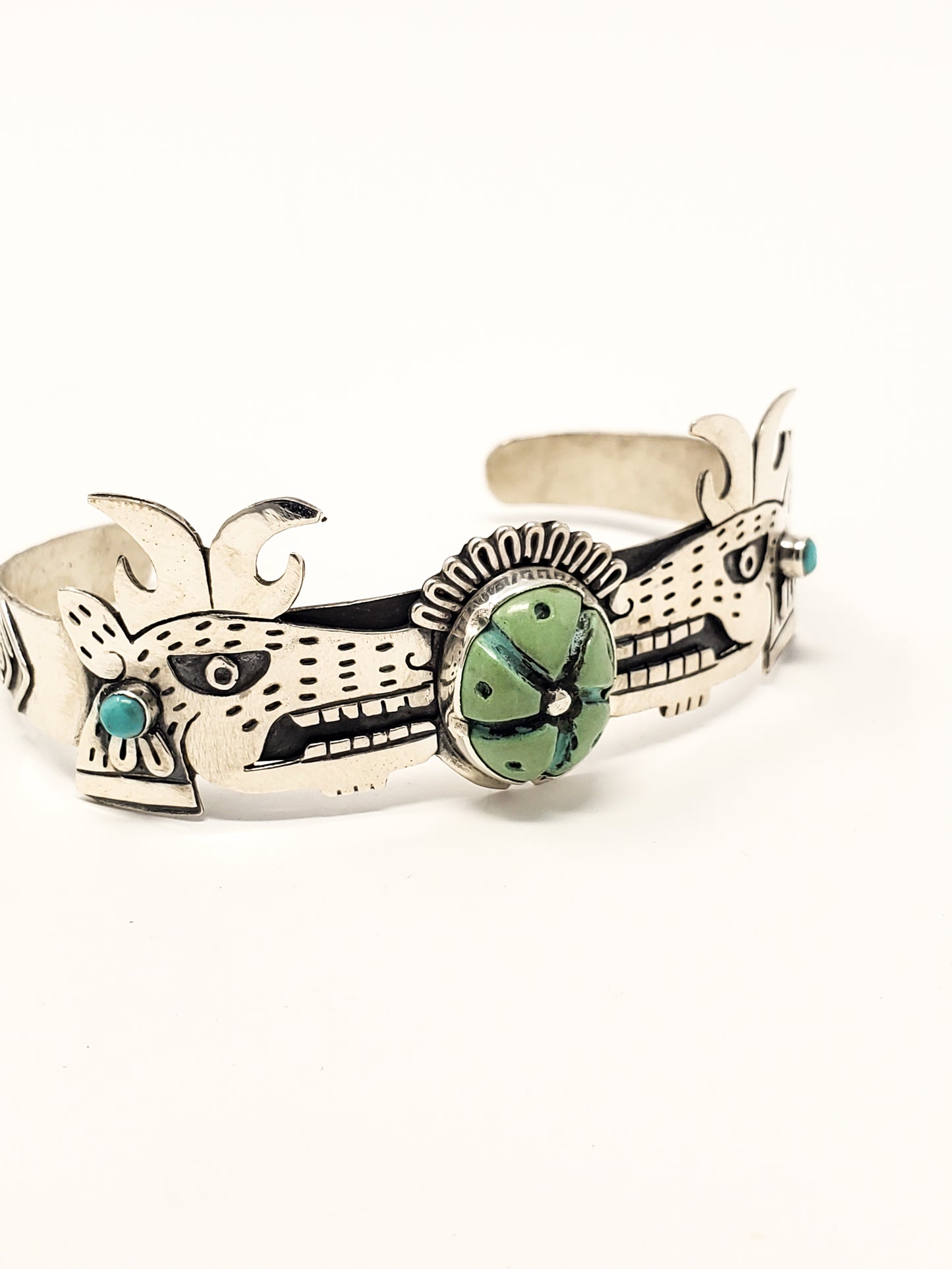 Mazatl (Deer) Peyote Silver Bracelet