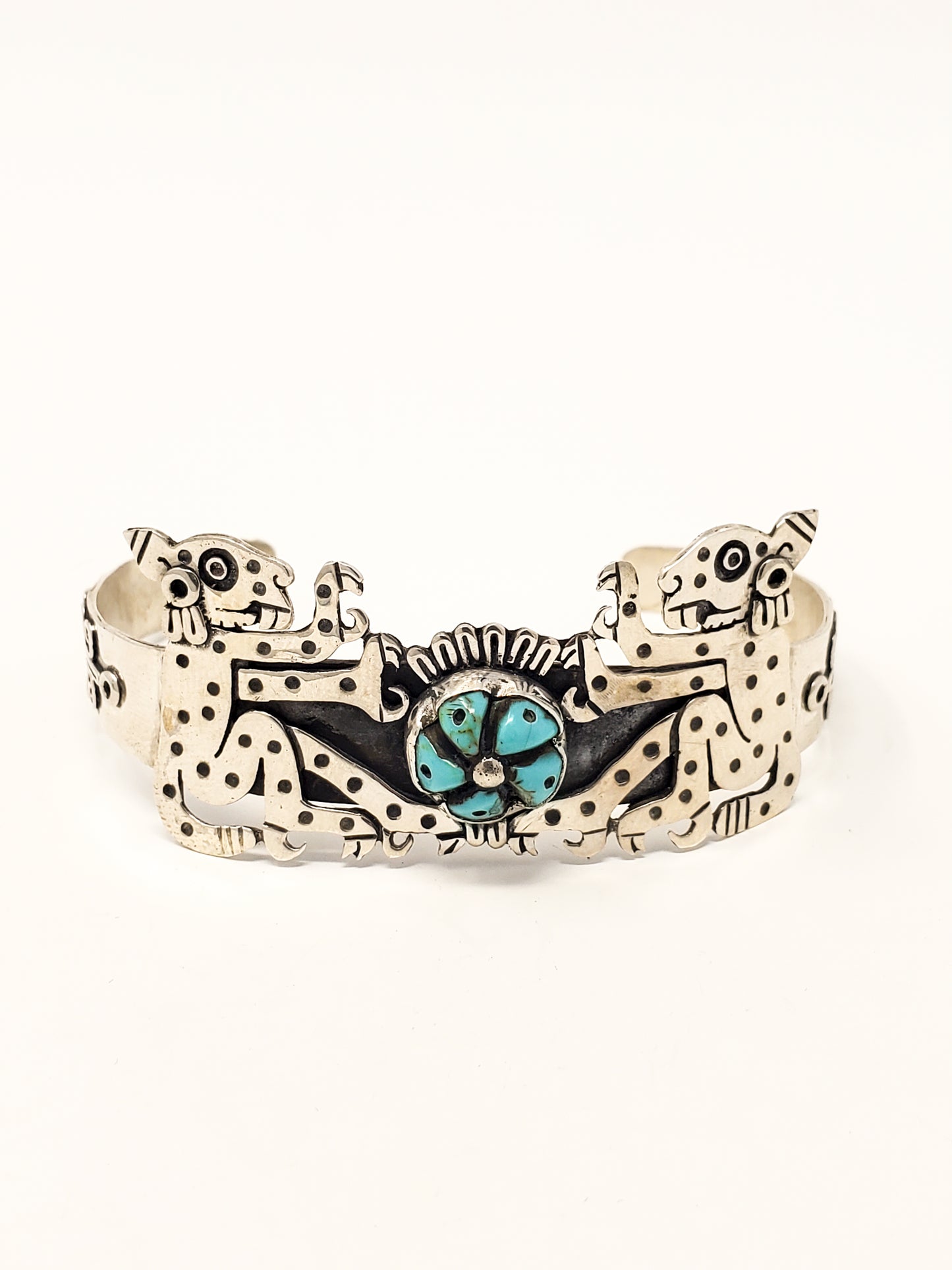 Ocelot (Jaguars) Peyote Silver Bracelet