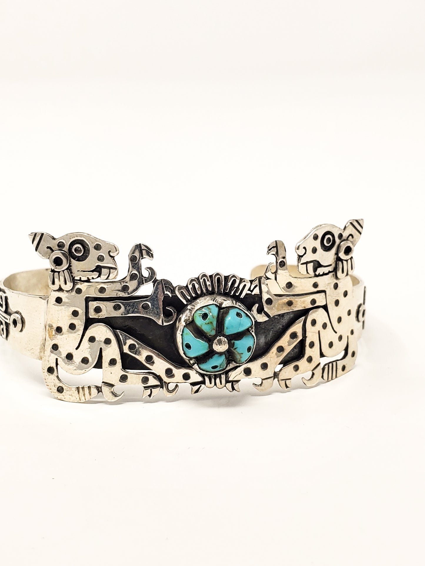 Ocelot (Jaguars) Peyote Silver Bracelet