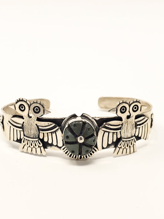 Aztec Eagles Peyote Silver Bracelet