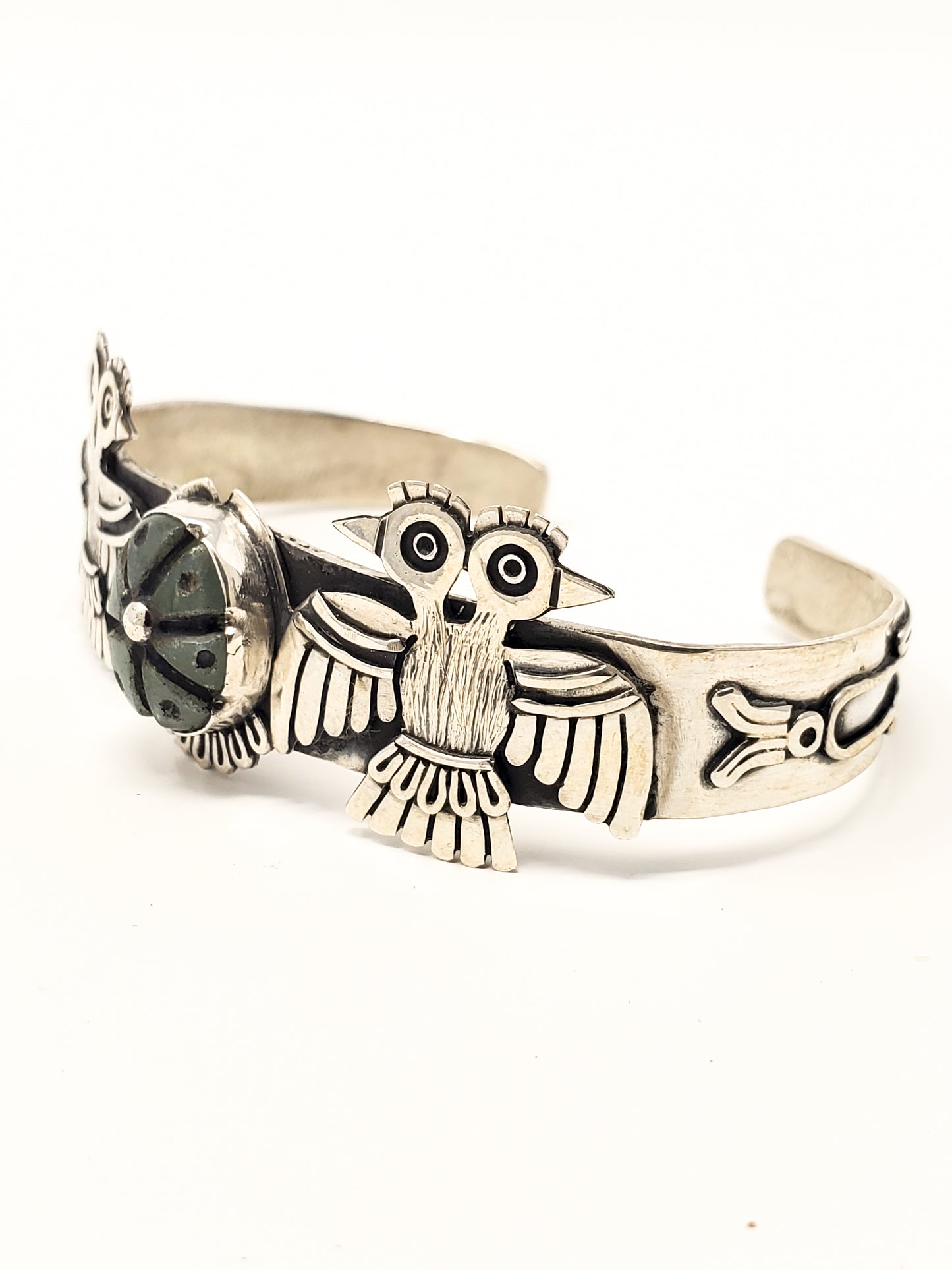 Aztec Eagles Peyote Silver Bracelet