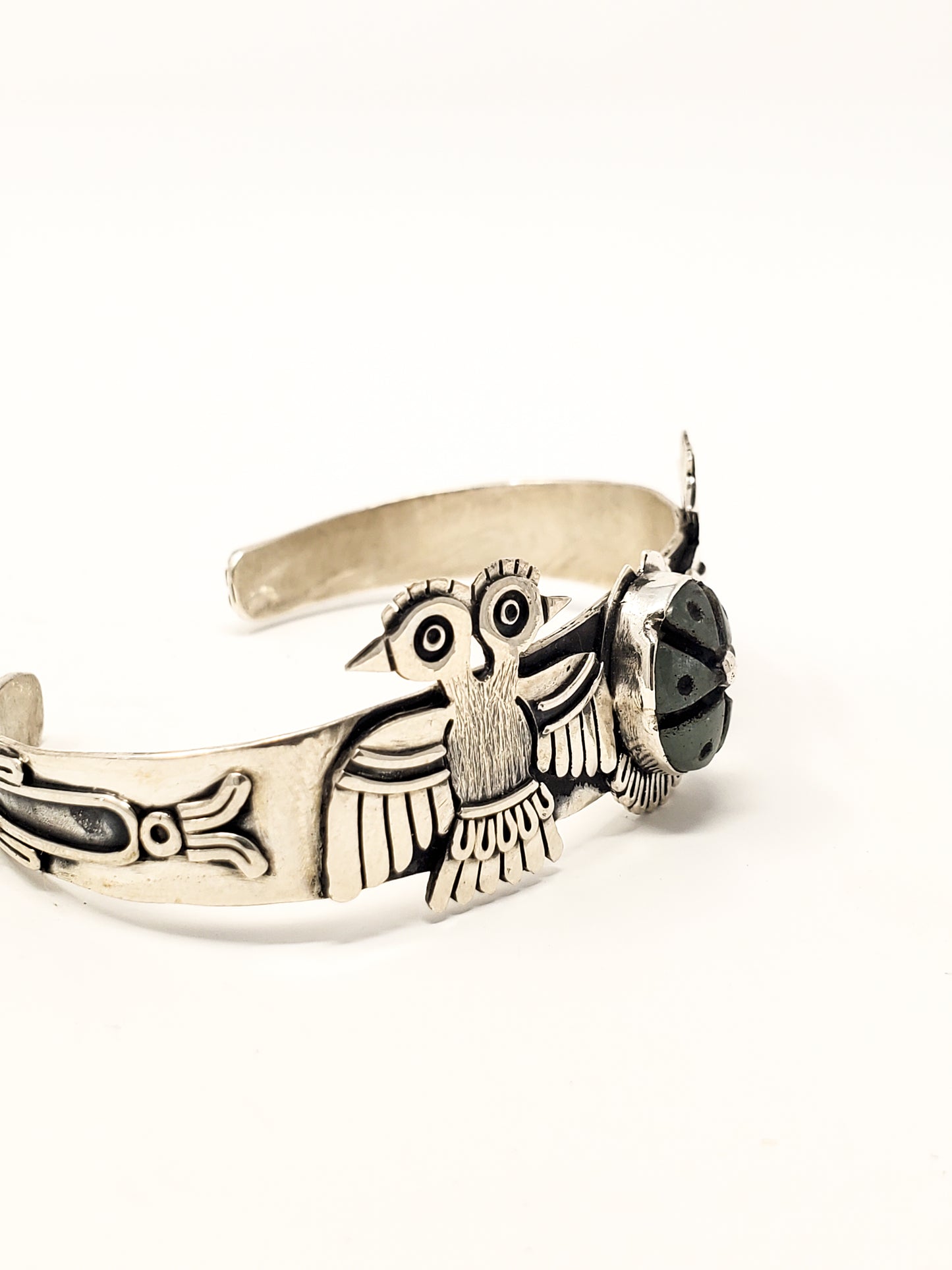 Aztec Eagles Peyote Silver Bracelet