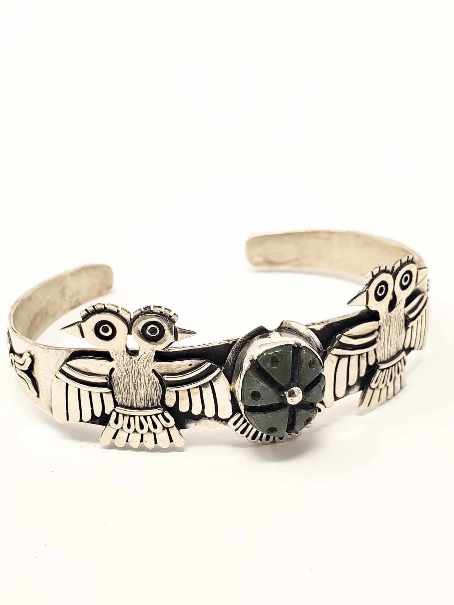 Aztec Eagles Peyote Silver Bracelet