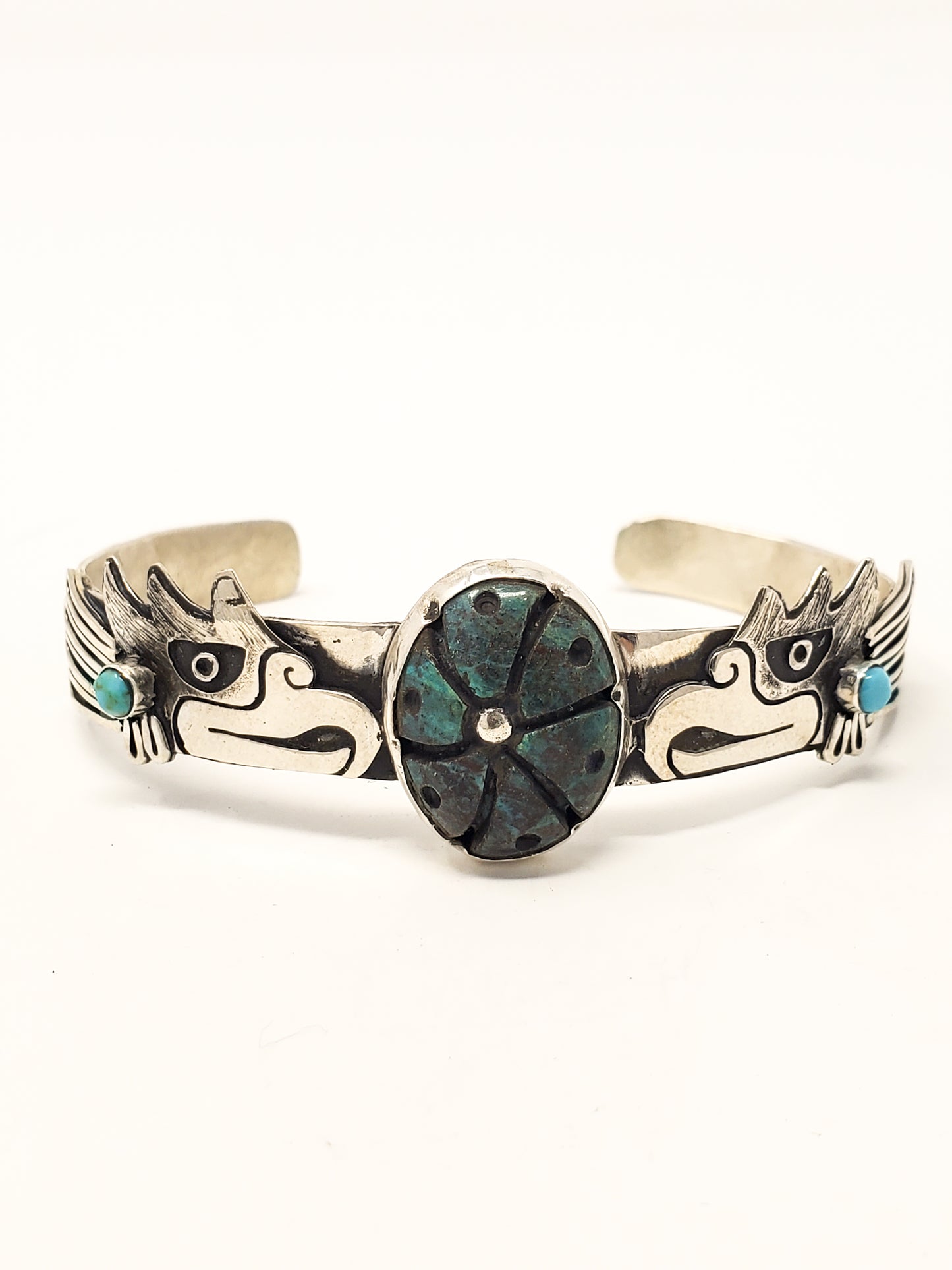 Cuauhtli (Eagle) Peyote Silver Bracelet