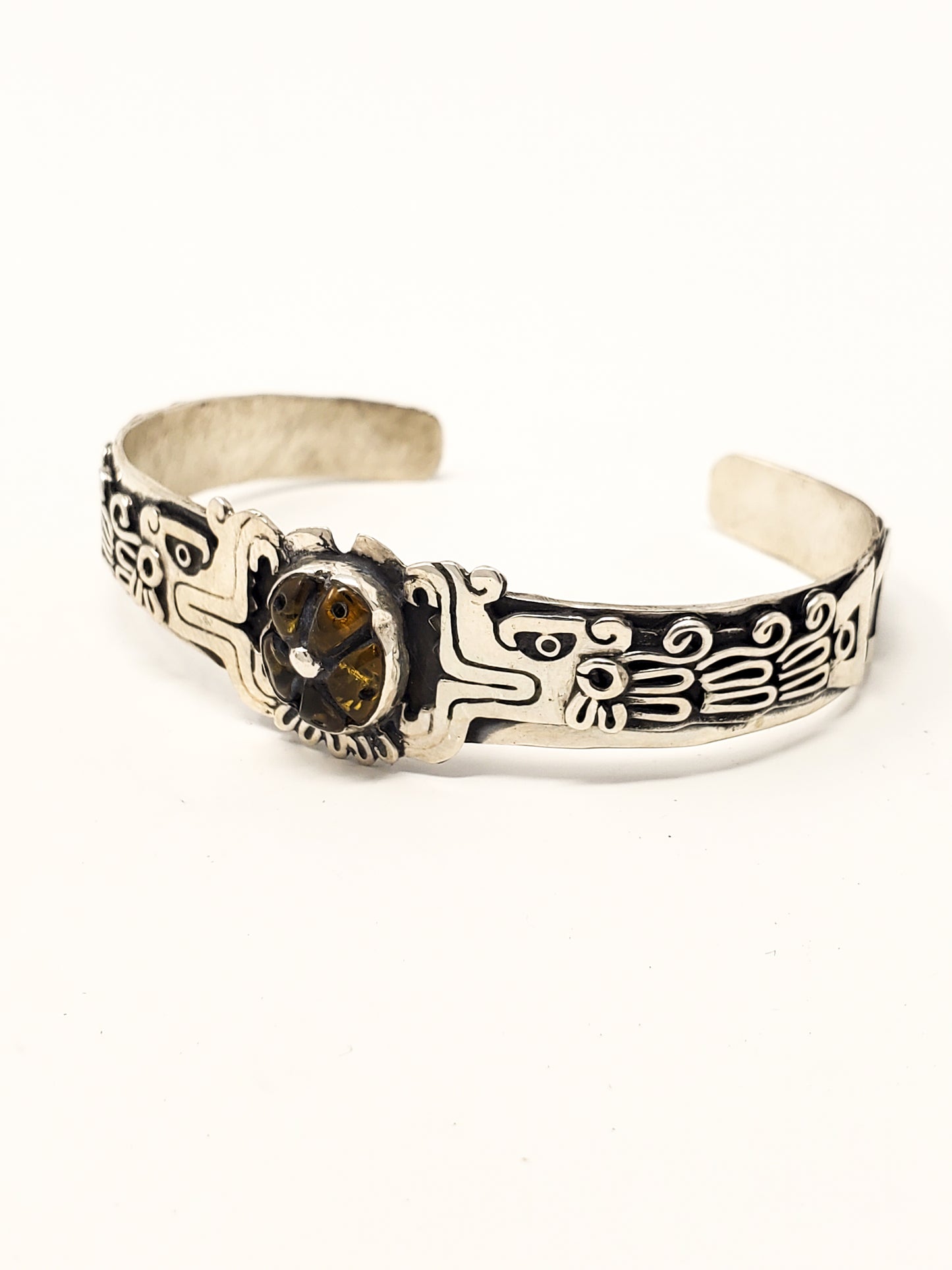 Quetzalcoatl Peyote Silver Bracelet