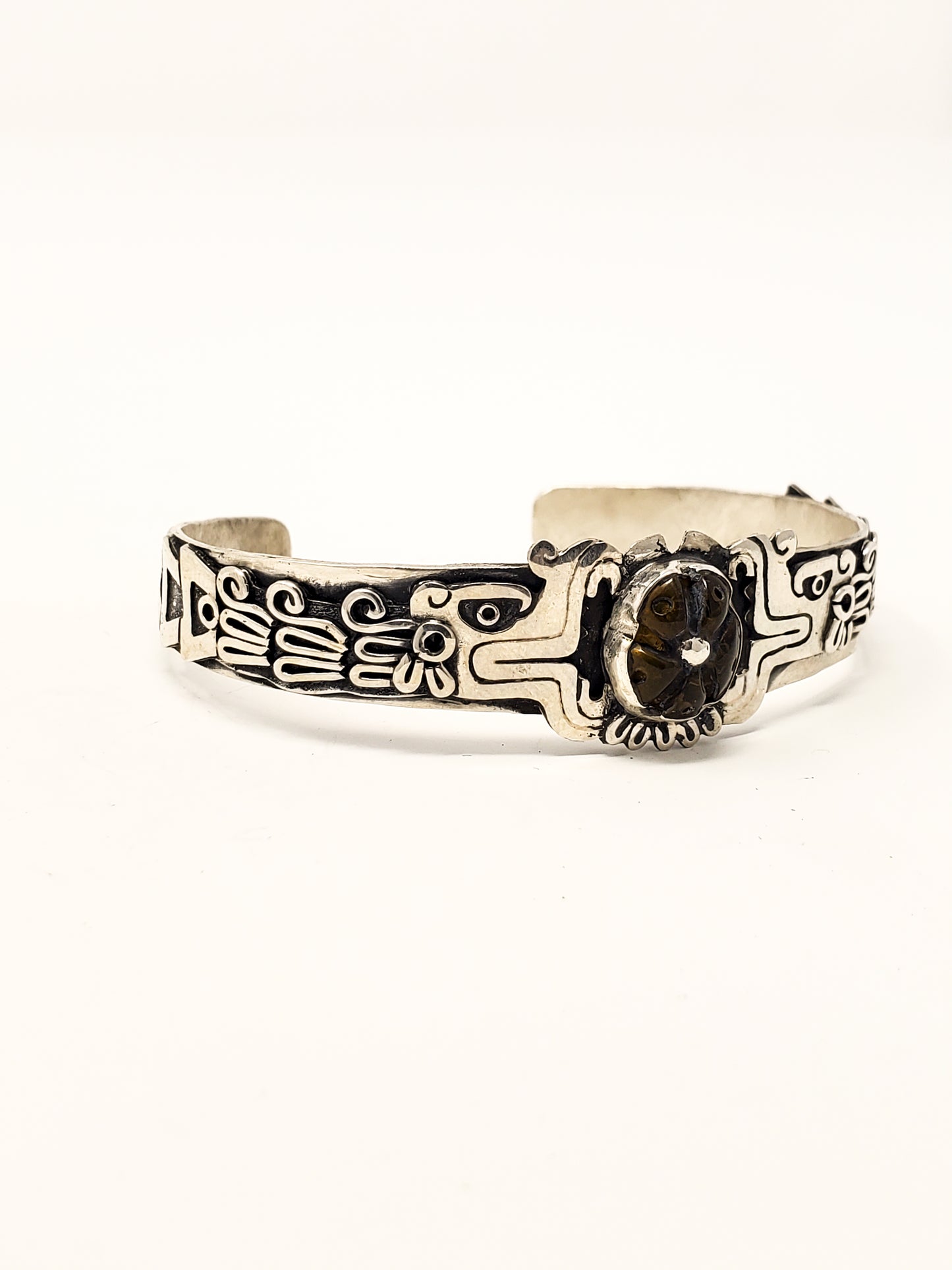 Quetzalcoatl Peyote Silver Bracelet