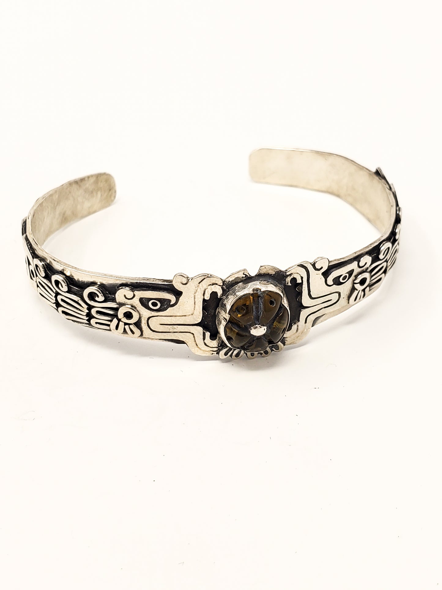 Quetzalcoatl Peyote Silver Bracelet